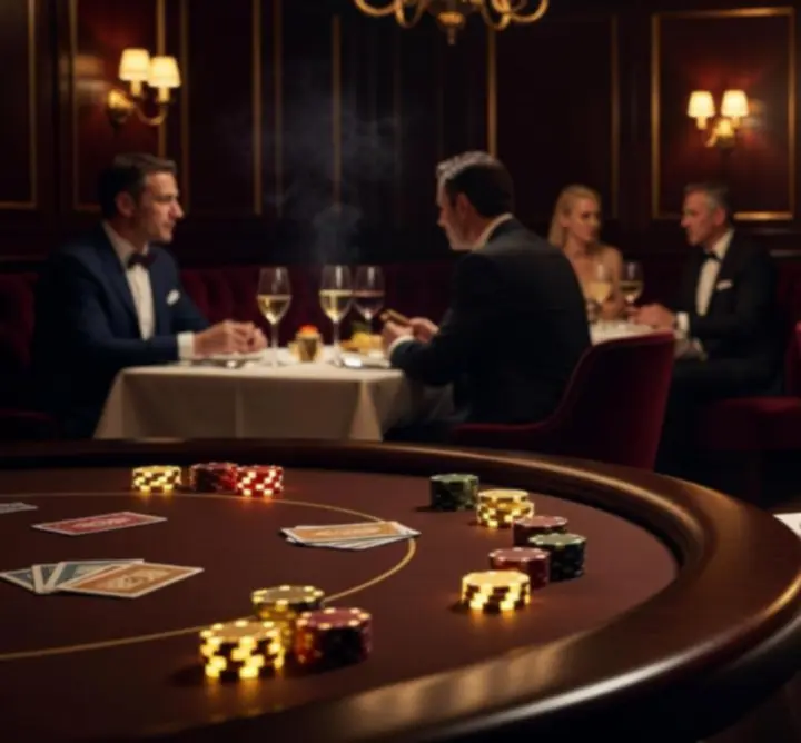 Cinematic esti látvány a Social House Cllub étterem és pókerasztal környezetében