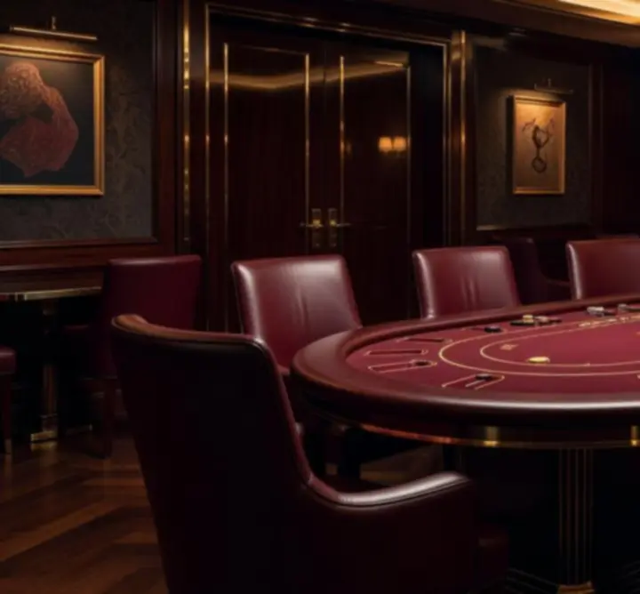 VIP póker lounge különterem, elegáns megvilágítással